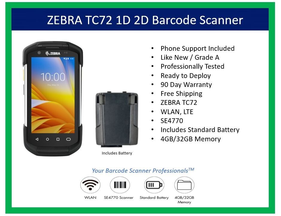 ✅Zebra TC72 Android 14 1D/2D/QR Scanner TC720L-0ME24B0-NA Warranty⭐⭐⭐