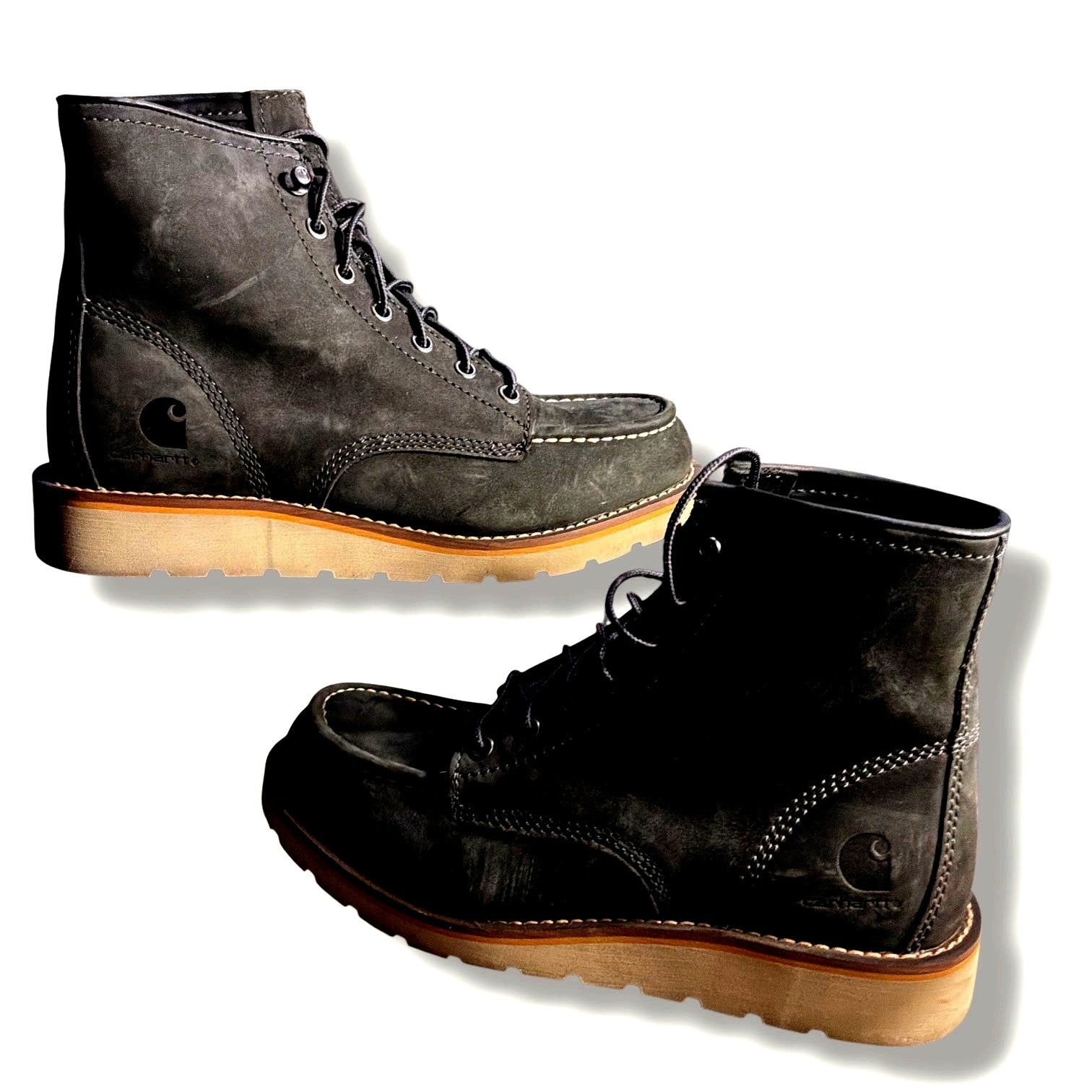 Women’s 8M Carhartt 6″ Soft Moc Toe Wedge Boot, Dark Grey Leather Safety Boots