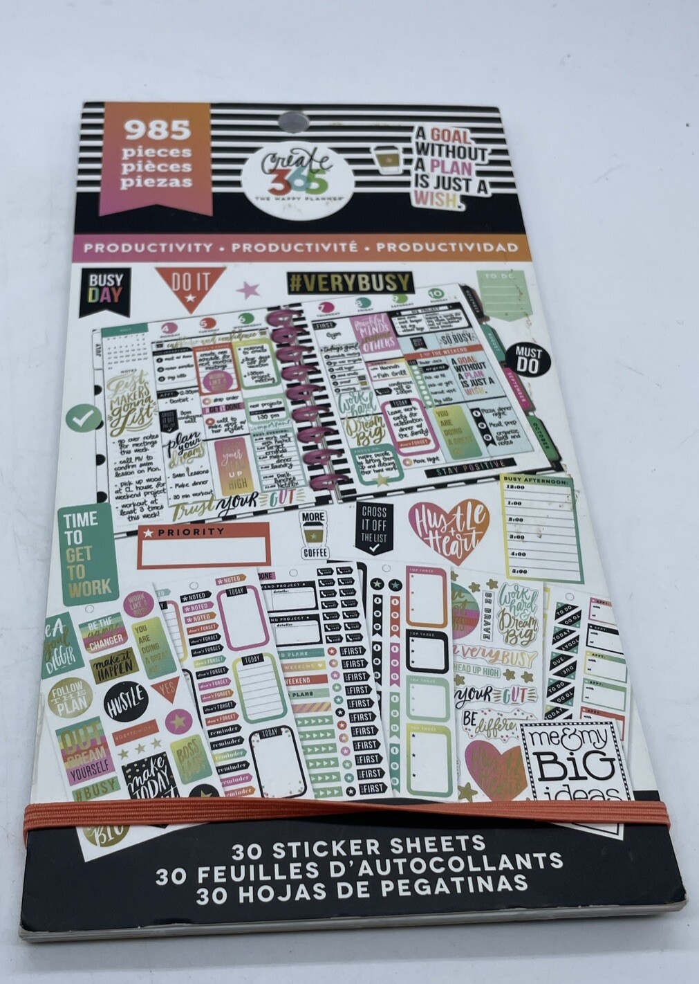 Lot 2 The Happy Planner Stickers 1078 Pc Watercolor 985 Pc Productivity W/Extra