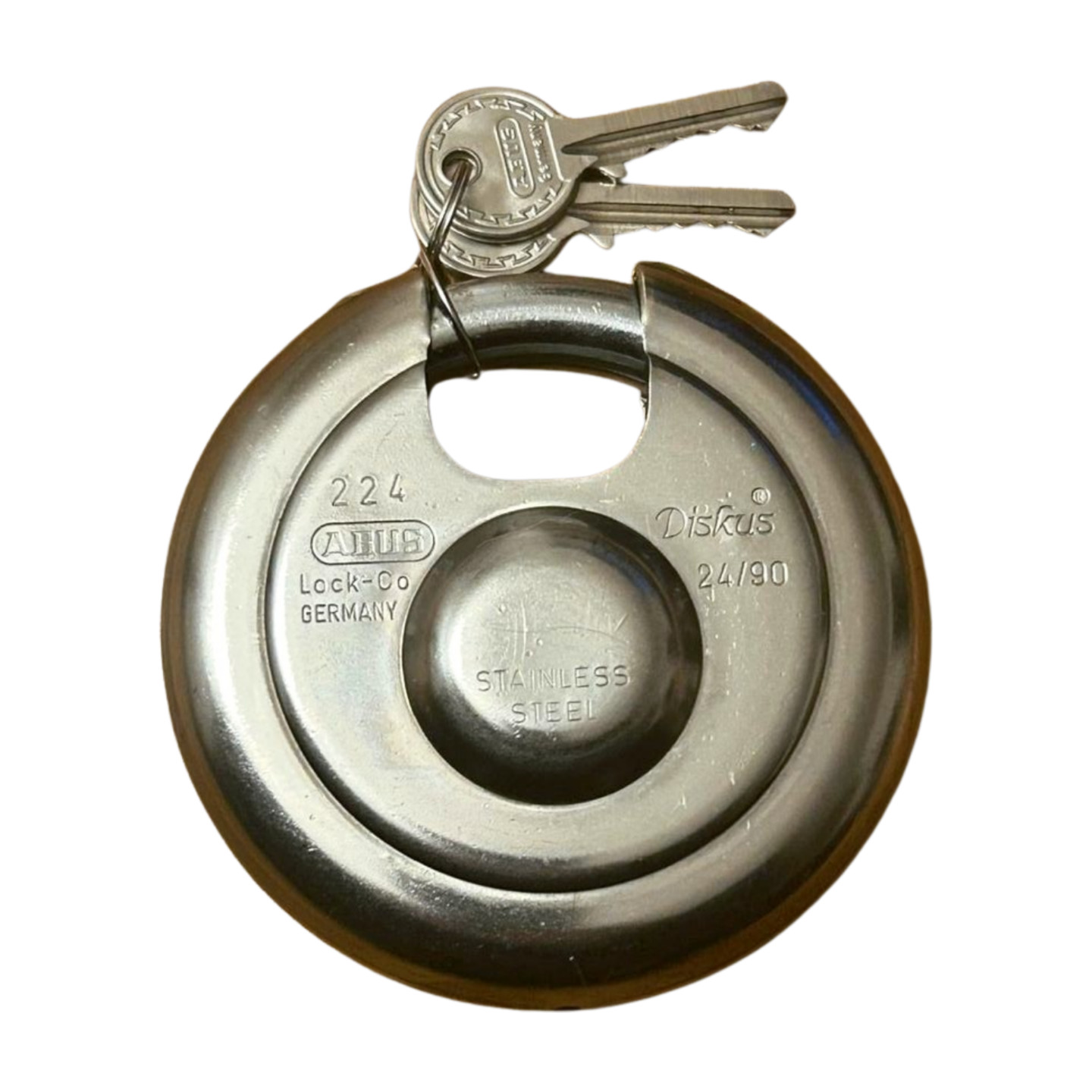 Vintage ABUS 24/90 Diskus disk padlock KD, indoor and outdoor use