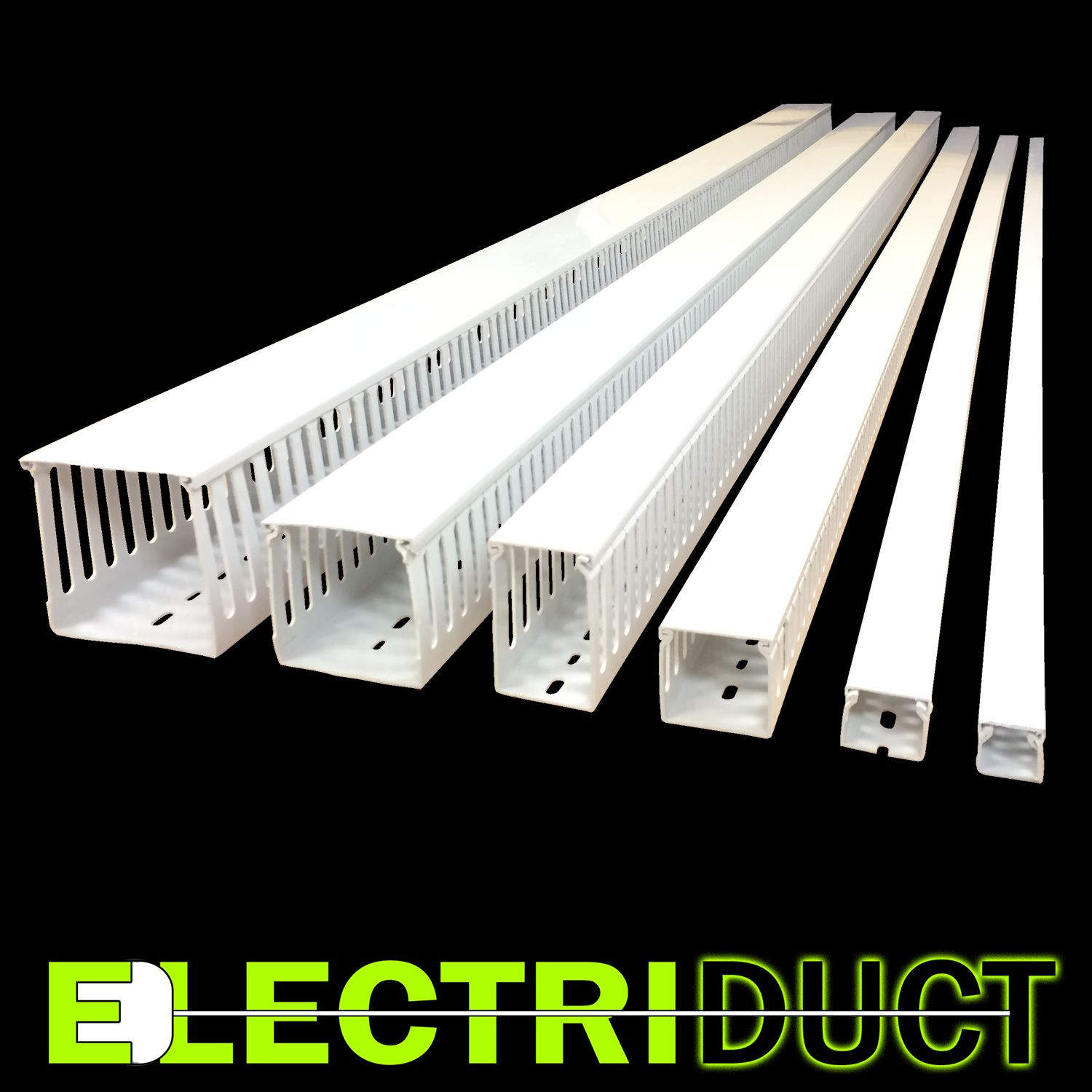 1″x1″ Open Slot Wire Duct – 6 Sticks – Total Feet: 39FT – White – Electriduct