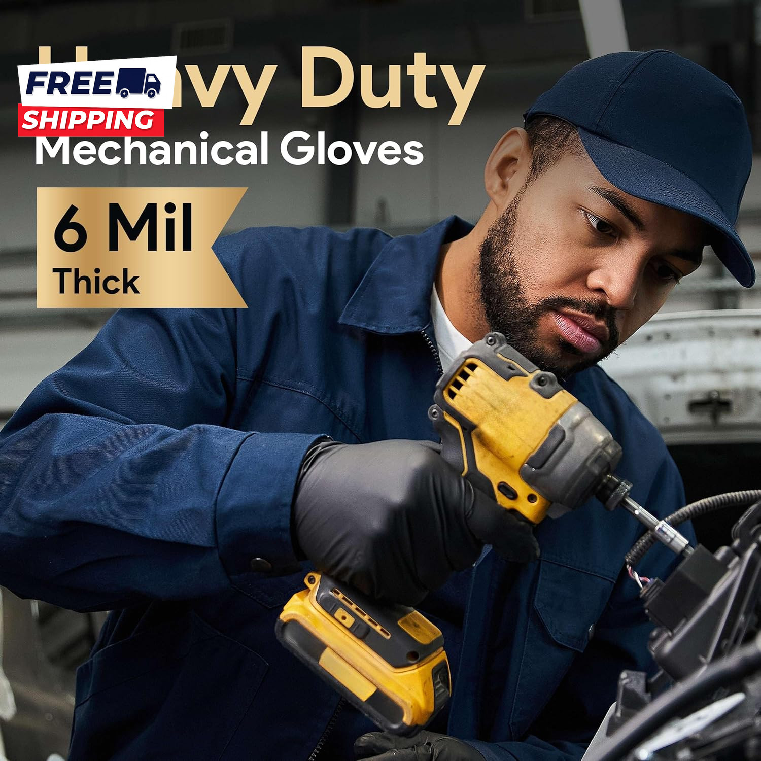 6 Mil Black Nitrile Gloves Heavy Duty Mechanic and Food Grade Glove