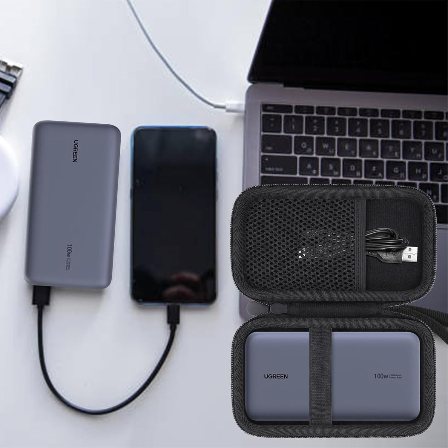 [Case Only] Power Bank Built-In USB-C Cable Anker Power Bank Case