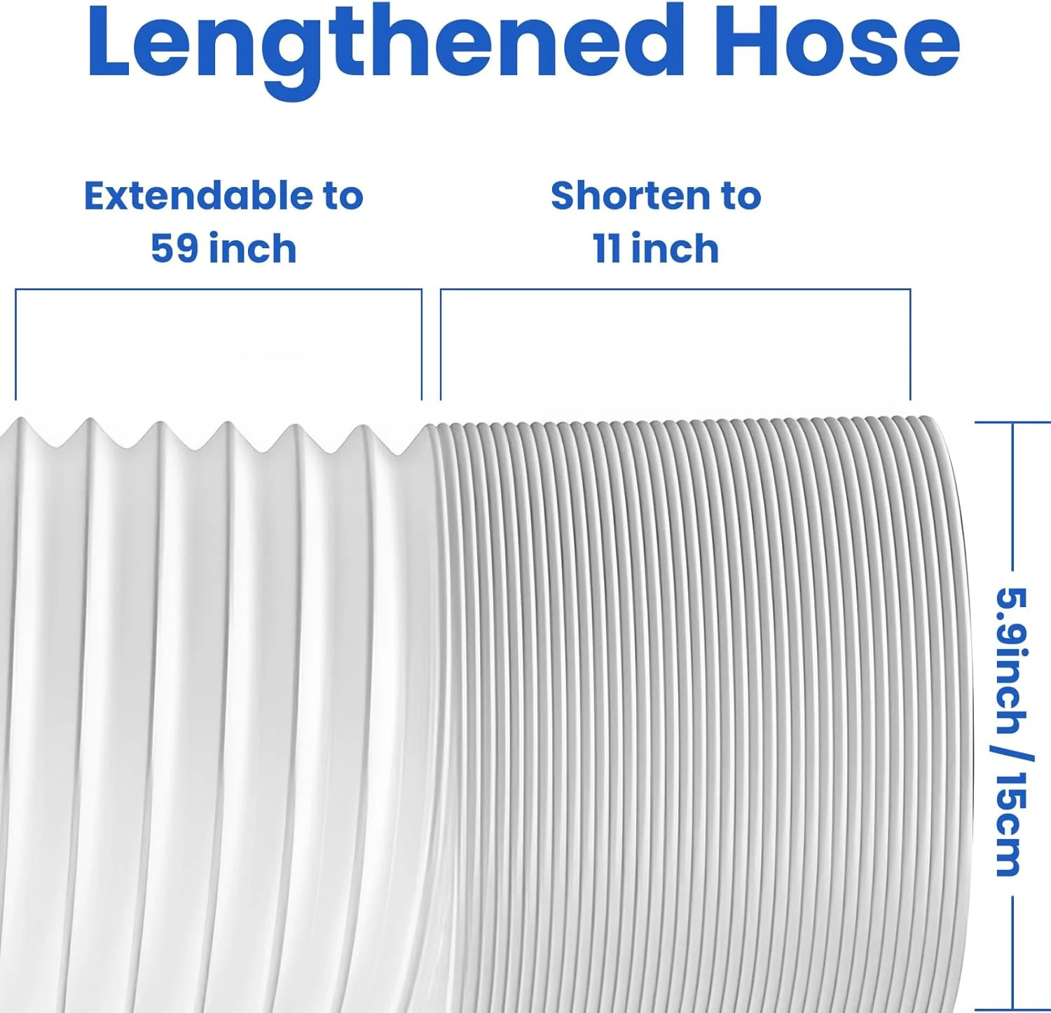 5.9″ Portable Air Conditioner Hose, 59″ Universal AC Vent Exhaust Tube Pipe