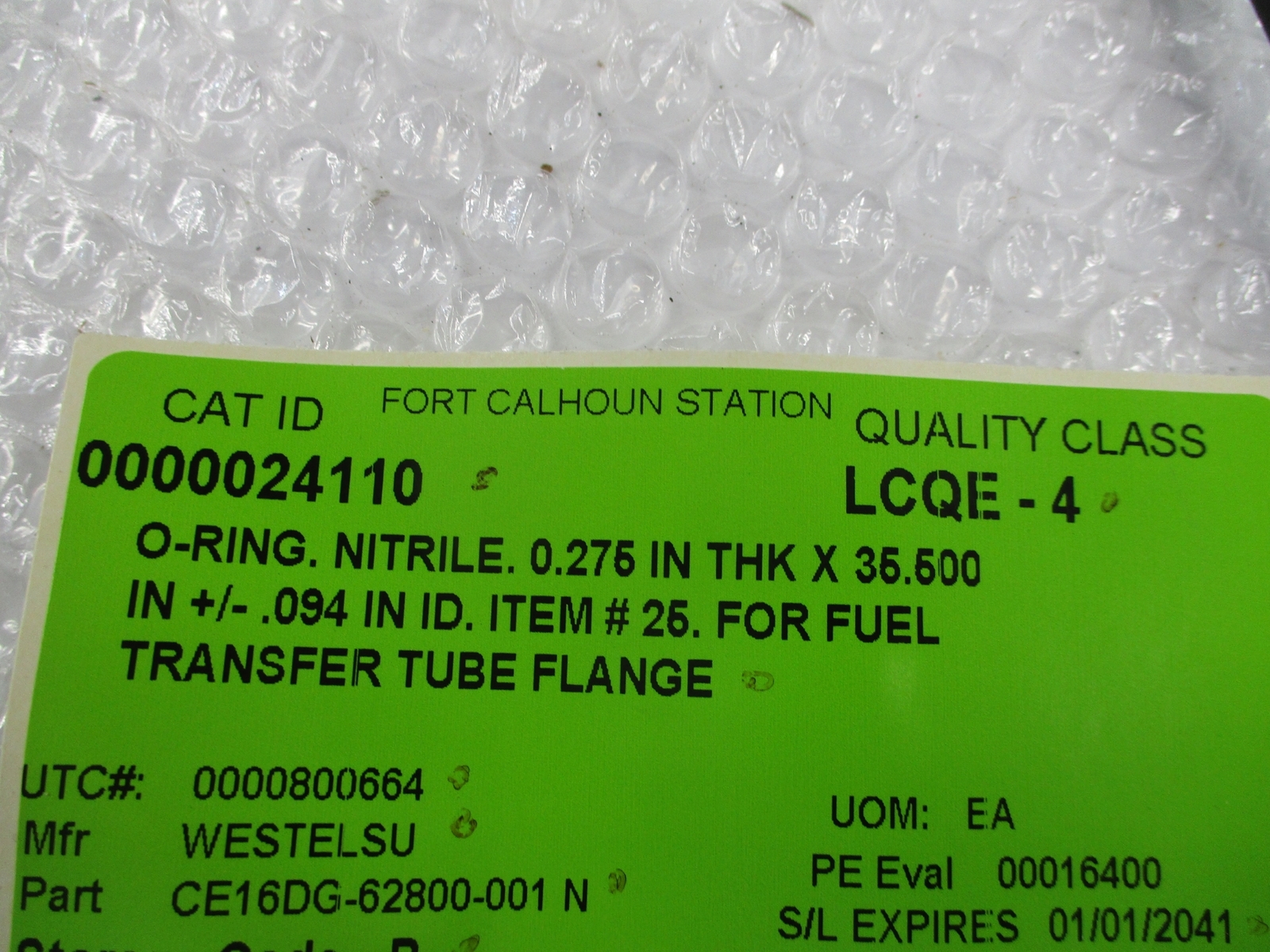 INDUSTRIAL SPARE CE16DG-62800-001 N O-RING NSNP