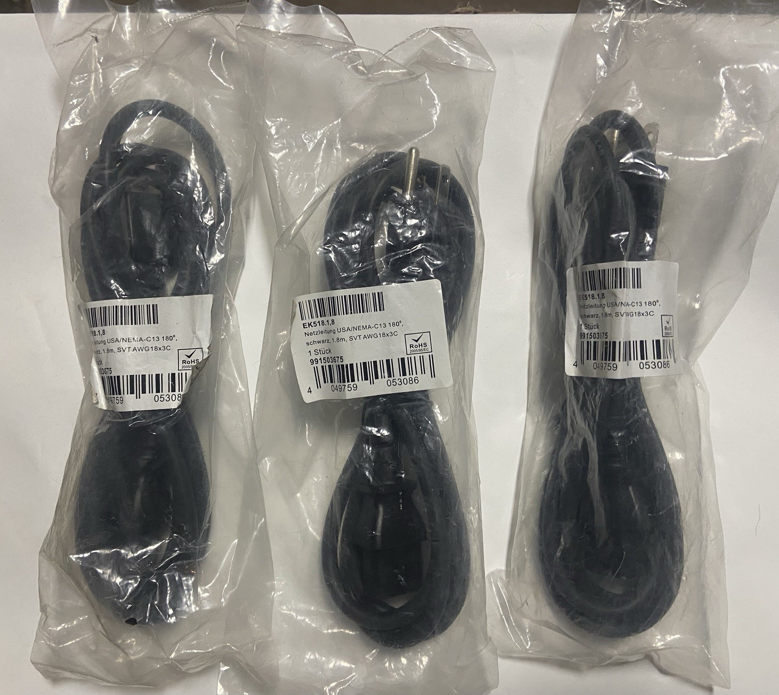 Lot Of 3 EFB ELEKTRONIK EK518.1,8 Power Cords – 3 Brand New EK51818 Cords