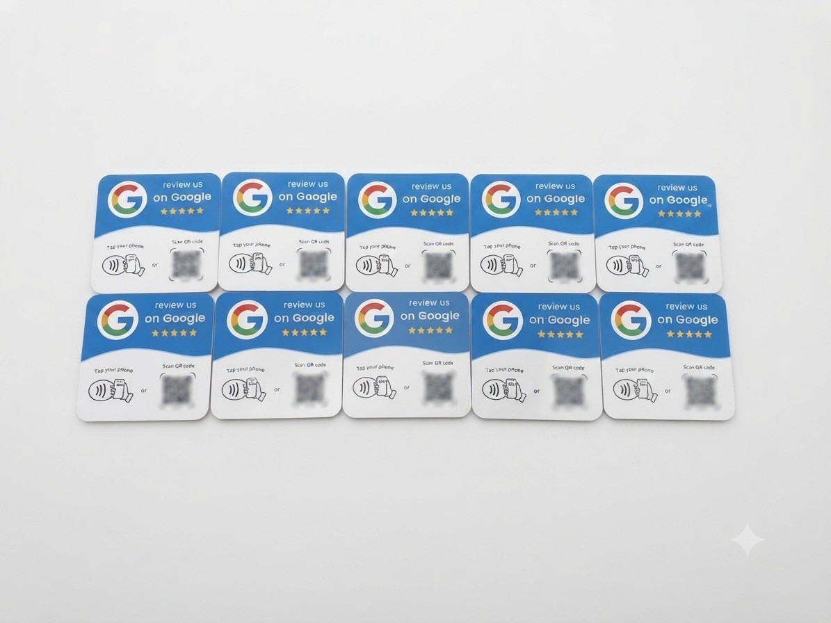 5 Star Google Review Card NFC Tap To Review Preprogrammed QR Code Business