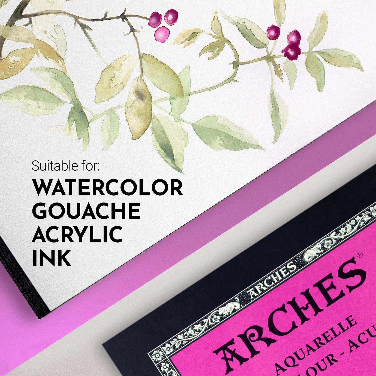 Arches Watercolor Pad 9×12 Inches 140lb/300gsm Hot Press, White 9″x12″,