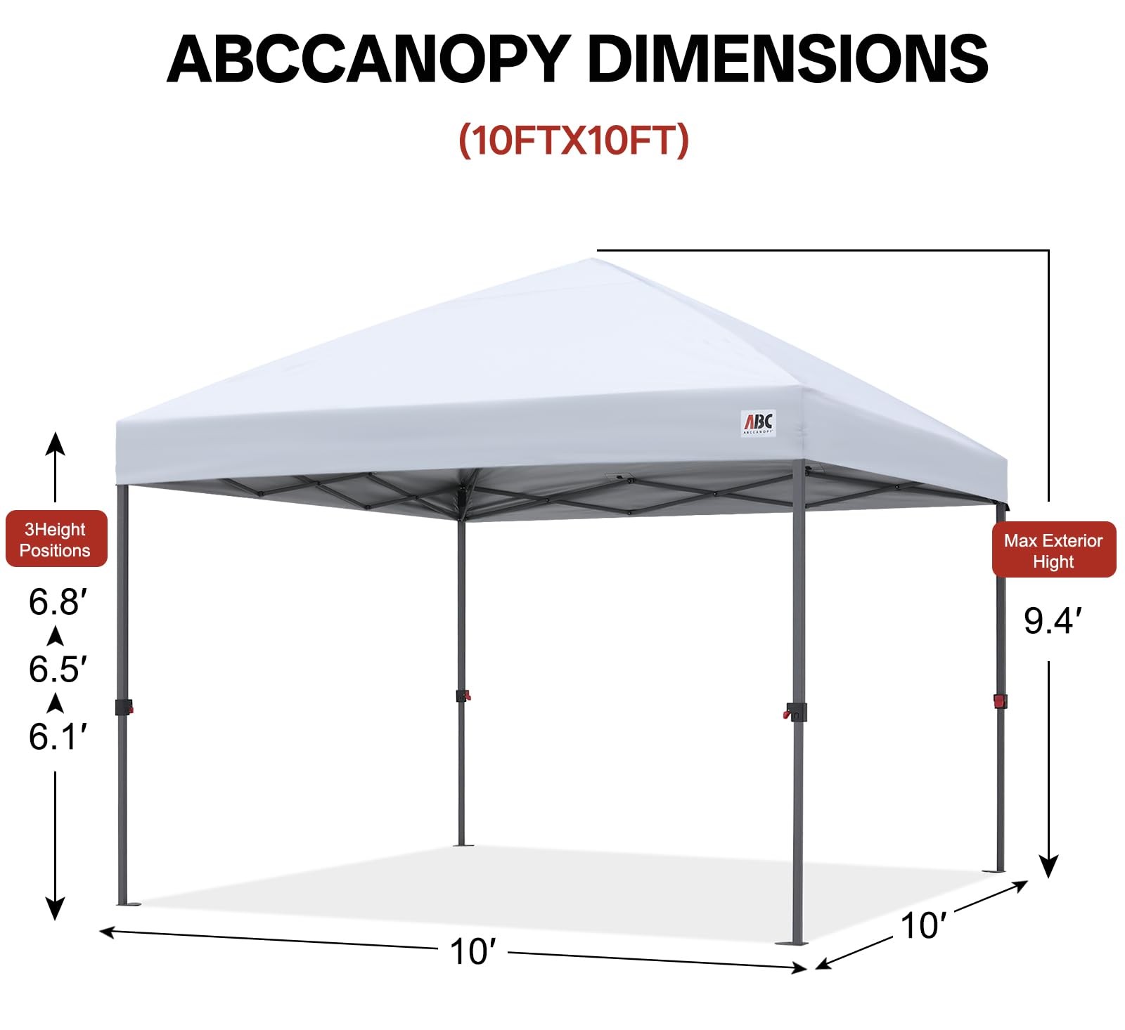 Abccanopy 10X10 Pop Up Canopy Tent Easy Setup Instant Shelter Wheeled Bag Heavy