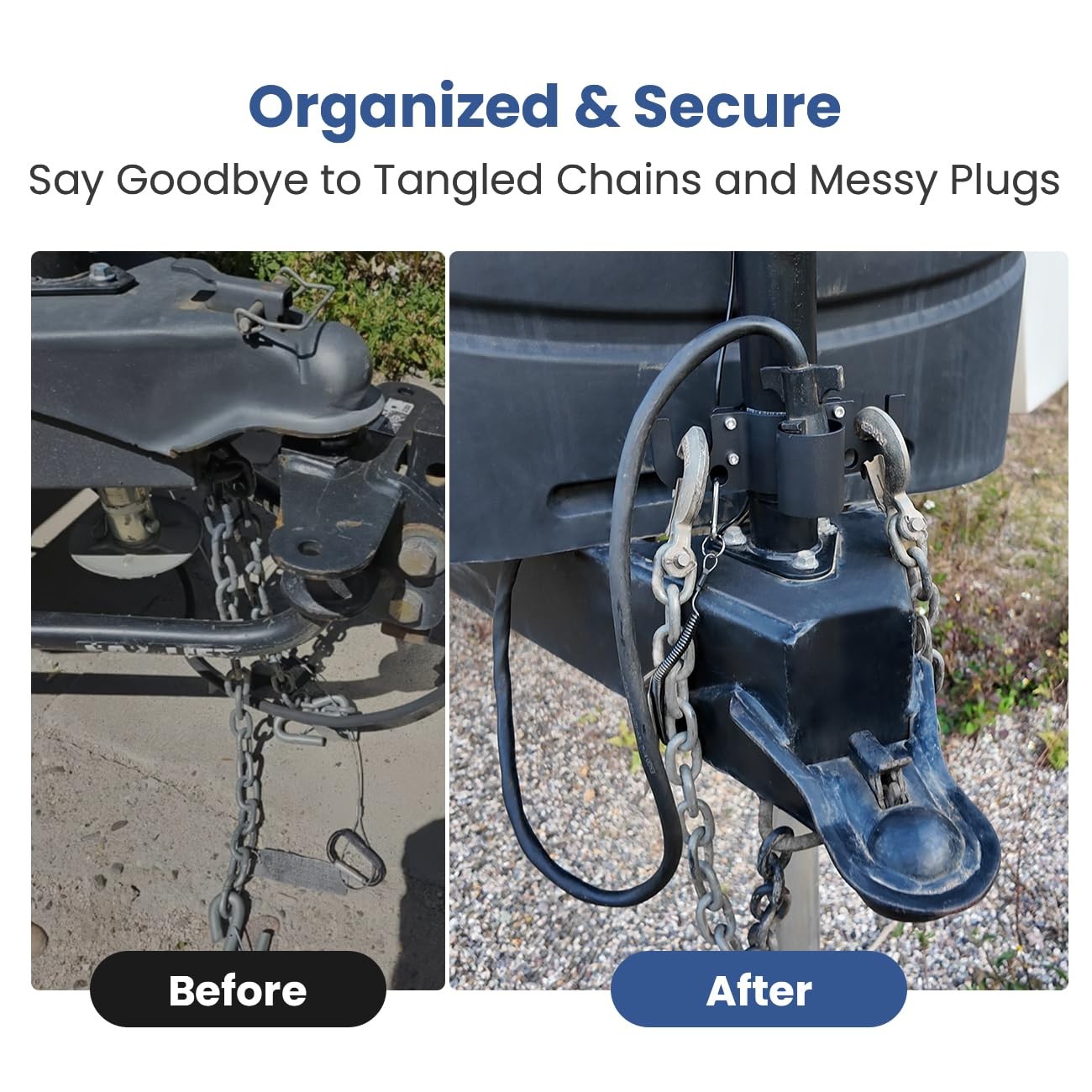 Aluminum Trailer Towing Chain Organizer with 7-Way Plug Holder- Heavy-Duty RV…