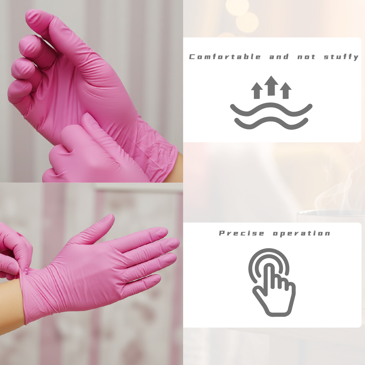 100Pcs Disposable Nitrile Gloves 3-mil Latex Free Gloves Food Safe Cleaning
