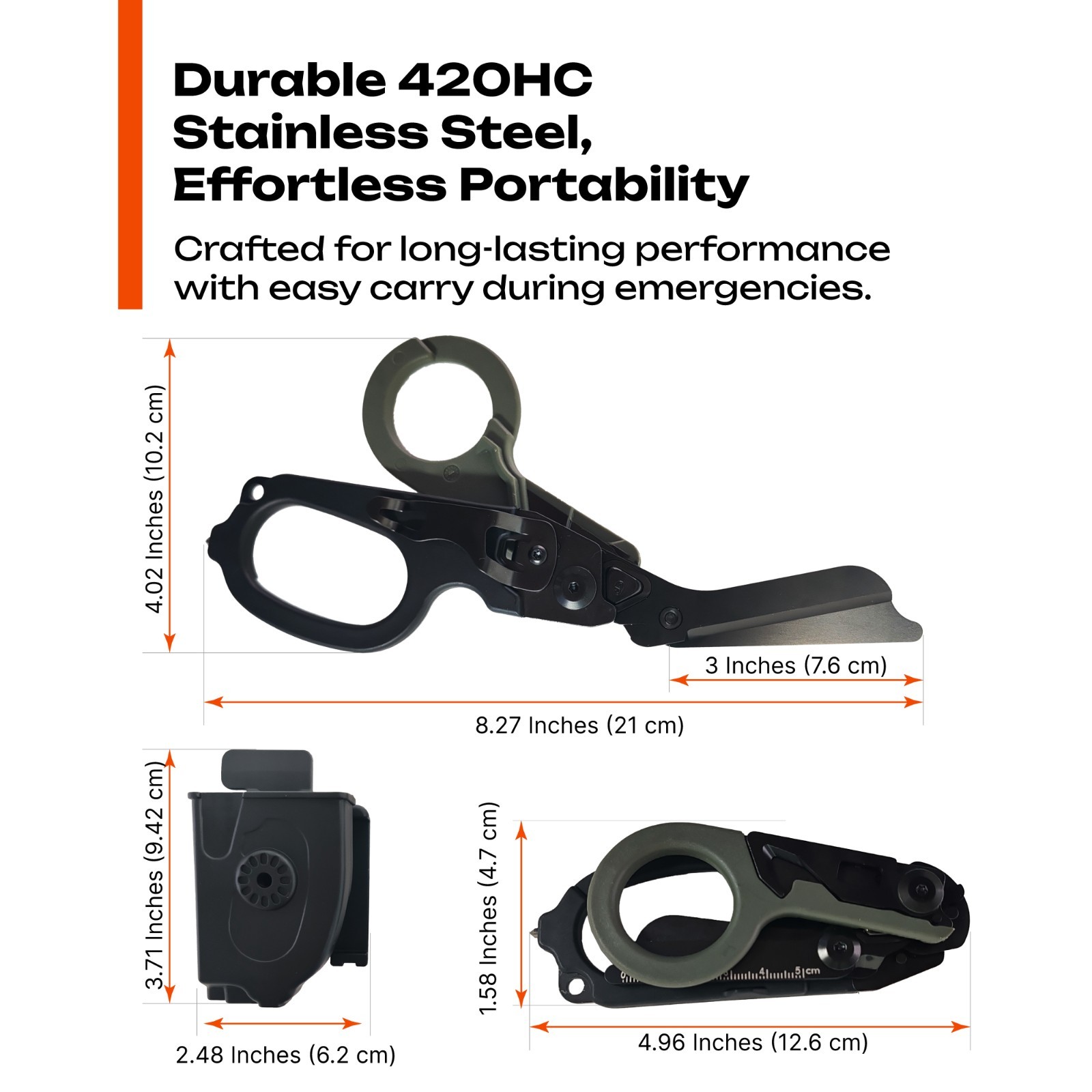 Trauma Shears Foldable Tactical Scissors – 6-in-1 Heavy Duty Emergency Response