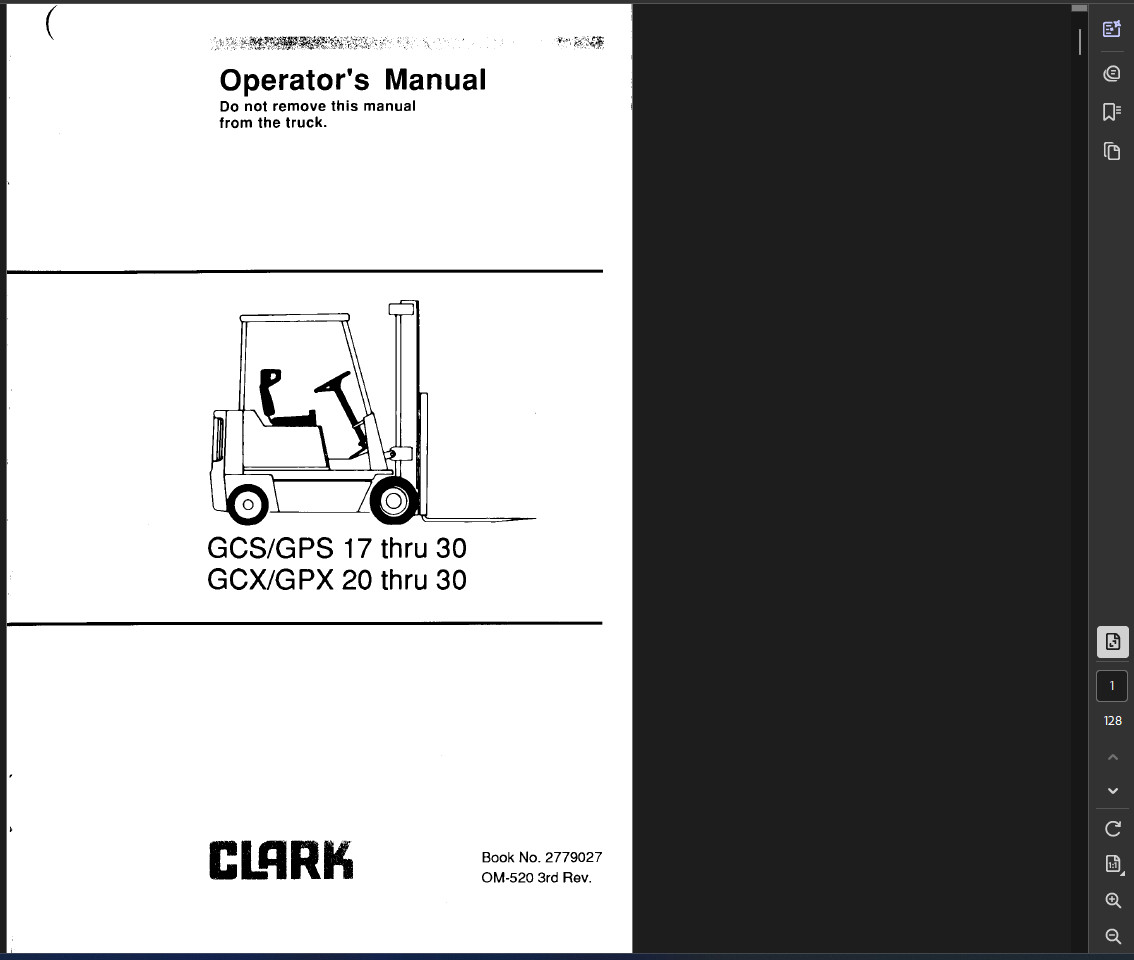 CLARK GCX 25 GCX25 FORKLIFT OPERATORS SERVICE REPAIR SHOP MANUAL PDF ON USB