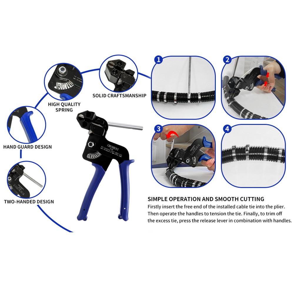 200pcs Metal Zip Ties with Stainless Steel Cable Tie Gun Special Tool For Silver