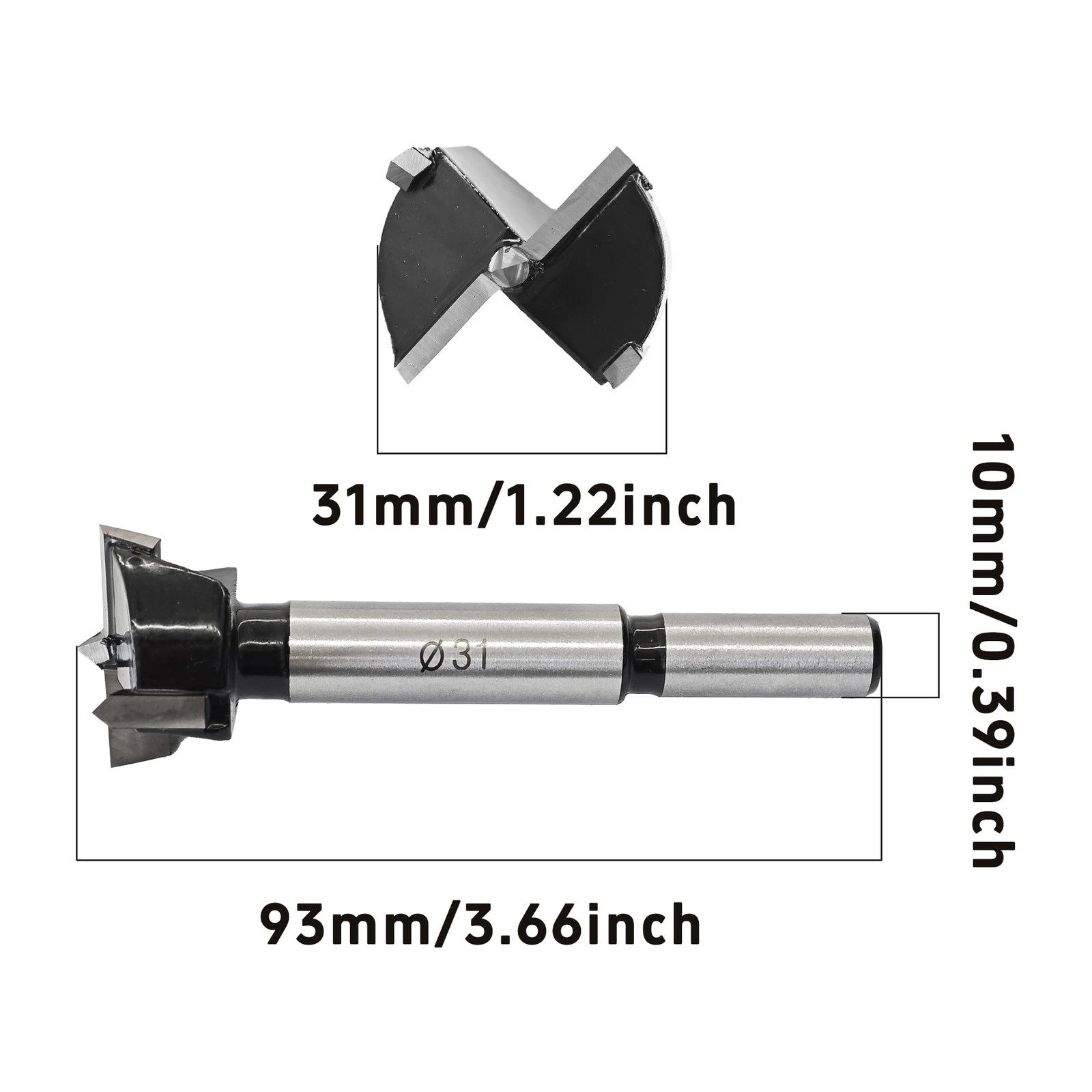 PDETVEO Forstner Drill Bit 31mm (1.22″) Tungsten Carbide Woods 31mm/1.22″