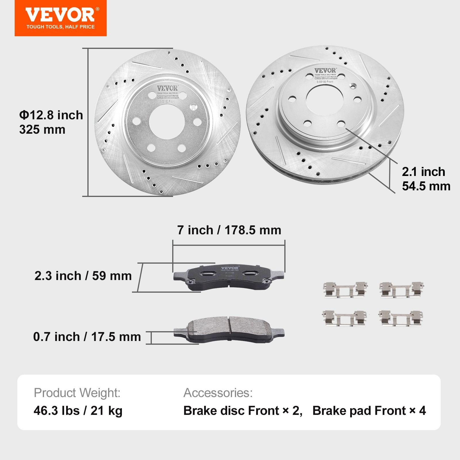 Front Brake Kit Compatible with 2007-2017 Chevy Traverse, Buick Enclave, GMC Aca
