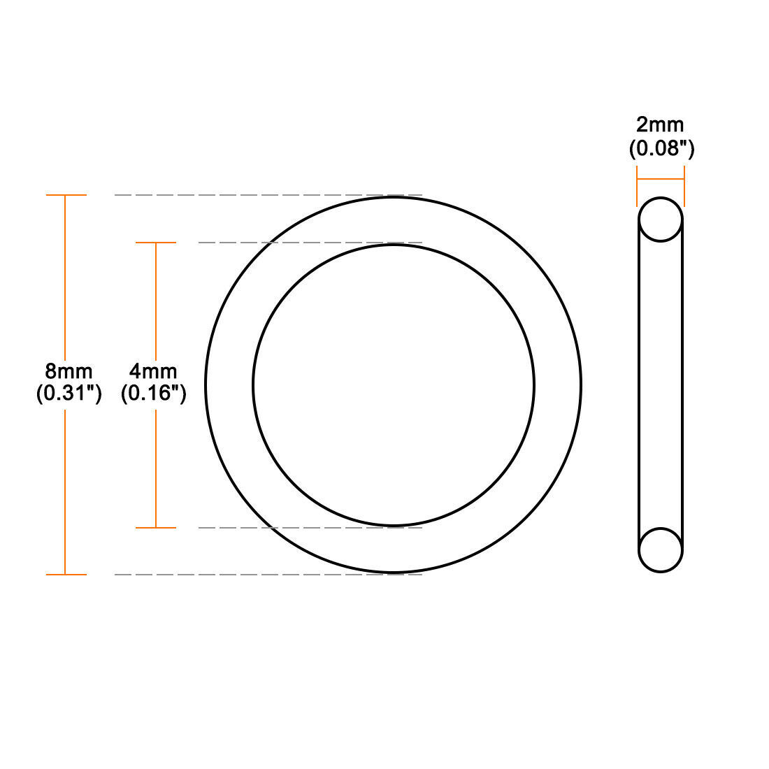 Silicone O-Rings, 4mm x 8mm x 2mm Width, Gasket 10pcs