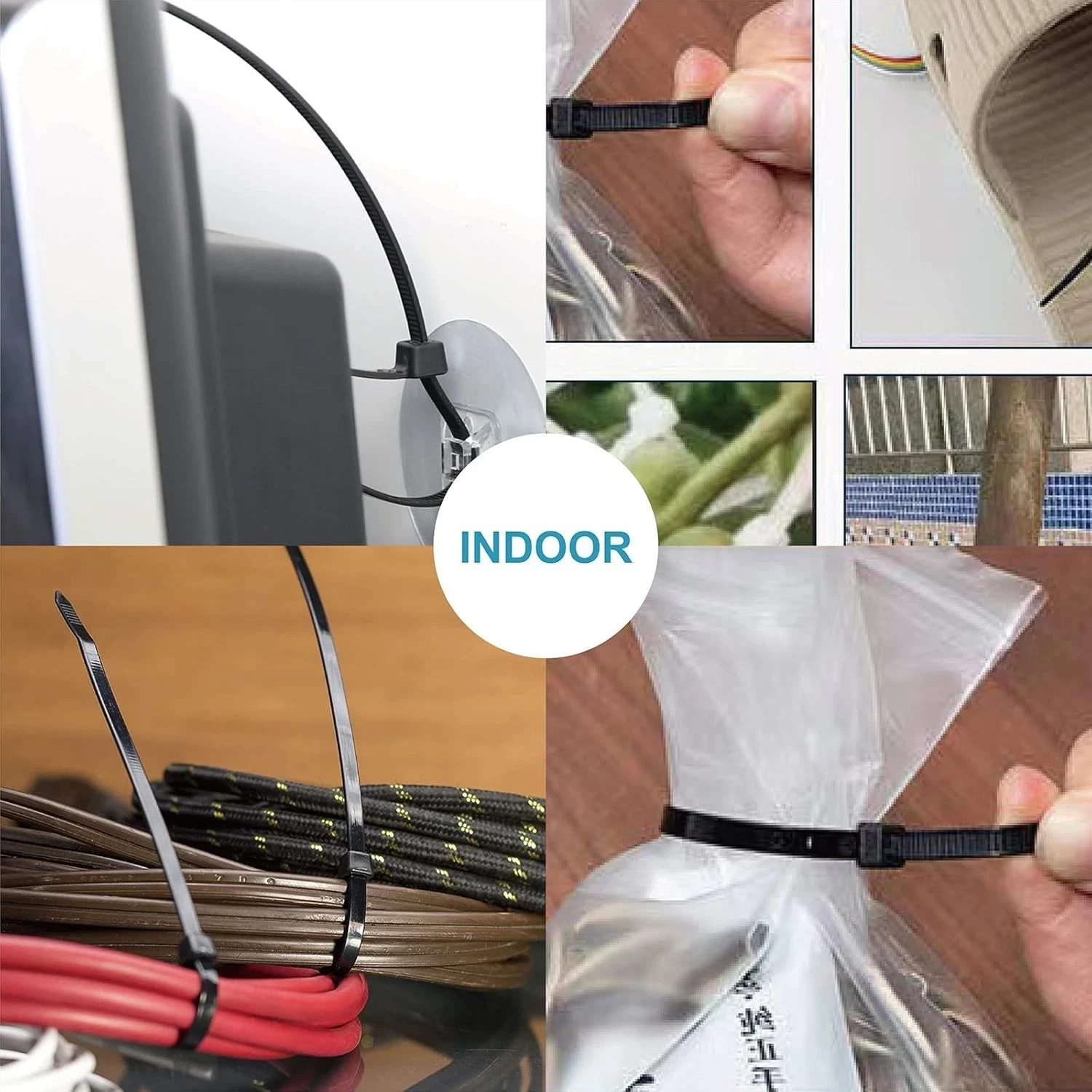 Zip Cable Ties Assorted Sizes(4”+6”+8”+12”) Heavy duty Nylon Black UV Resistant