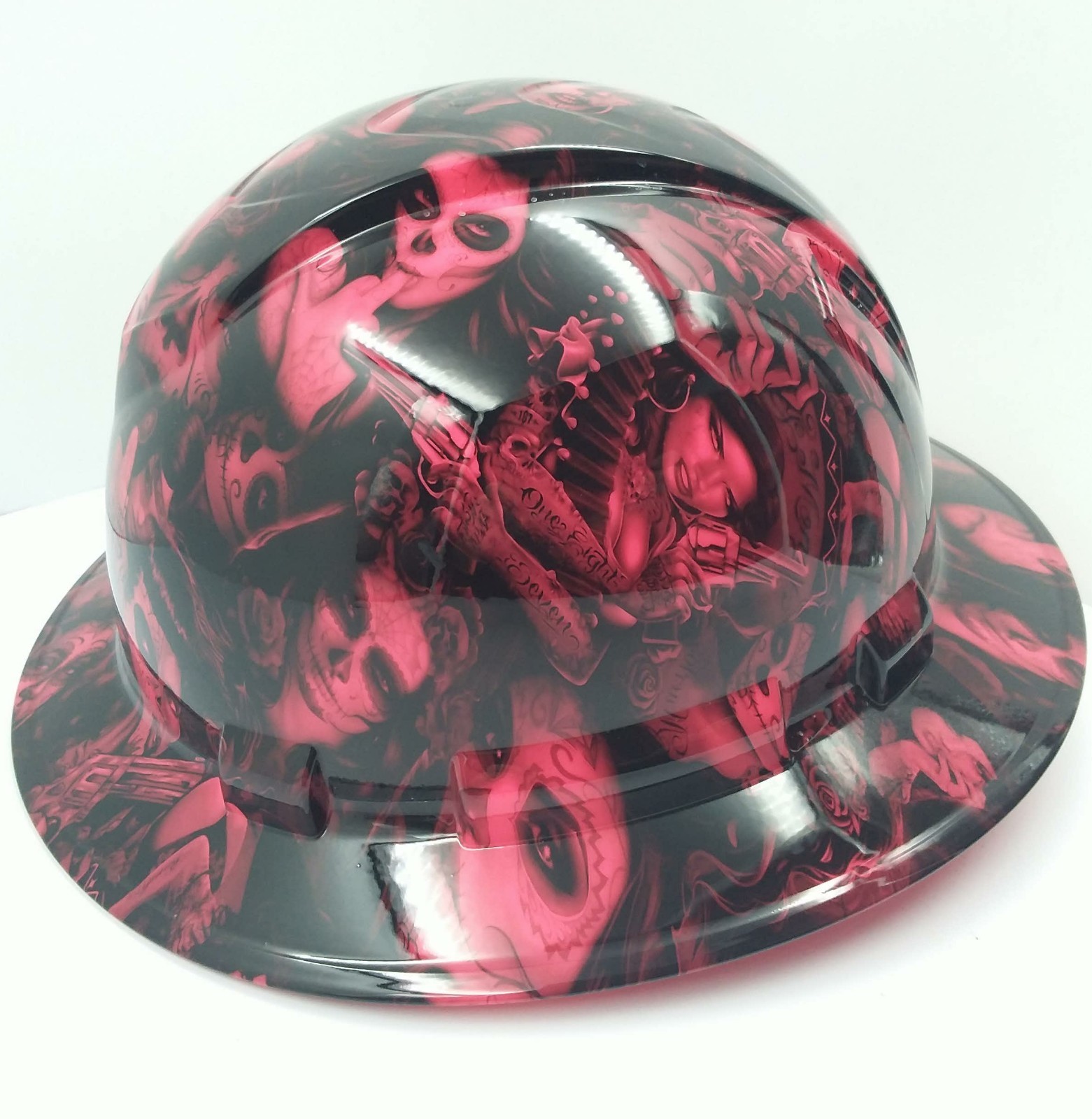 FULL BRIM Hard Hat custom hydro dipped , NEW HOT PINK TATTOO BABES BANDITO NEW