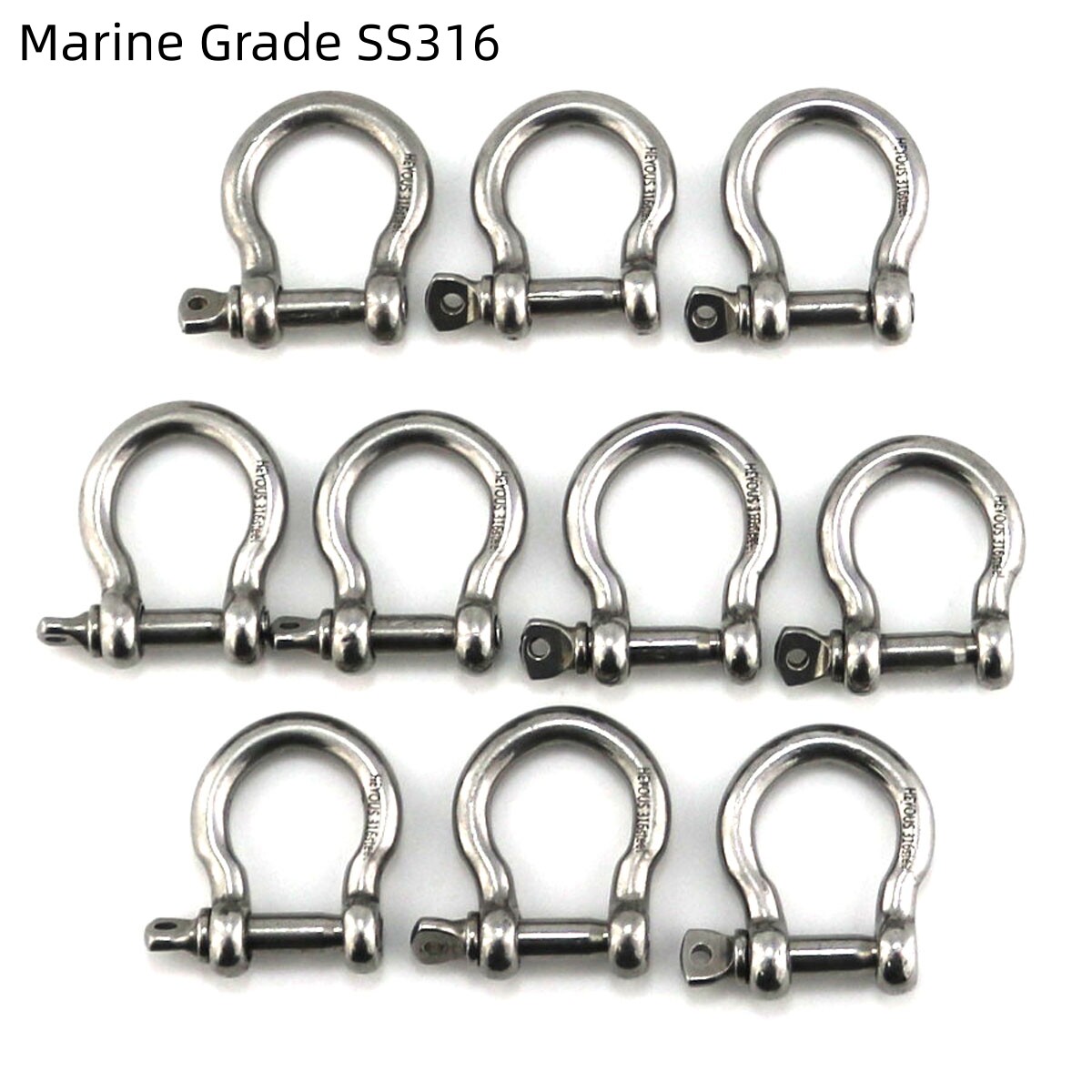 10 Pack 1/5″ Mini Shackle D Rings Stainless Steel Small Anchor Rigging Shackle