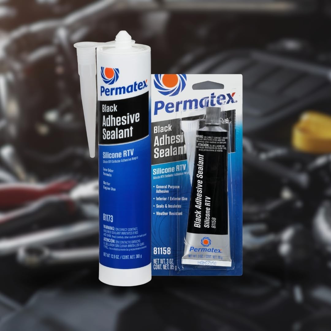 BLACK SILICON ADHESIVE SEALANT Permatex Tube Waterproof Weather Resistant Seal