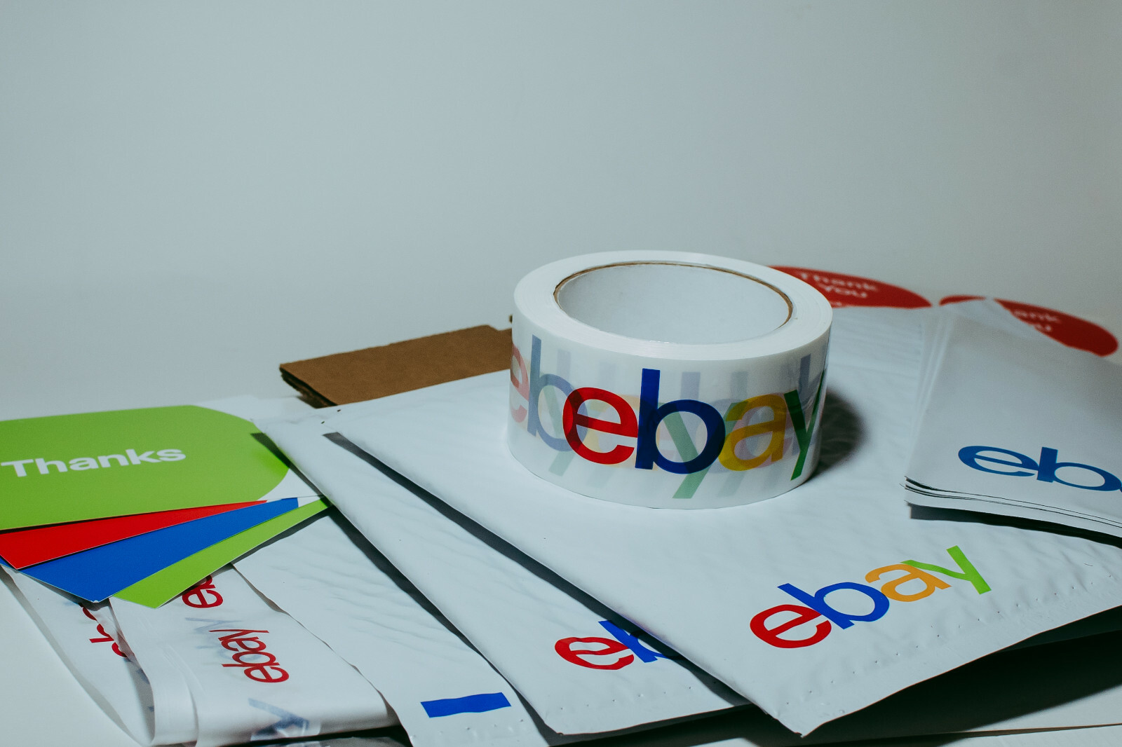 39 Ebay Branded Shipping Supplies STARTER KIT Box Envelopes Tape Tissue Postcard