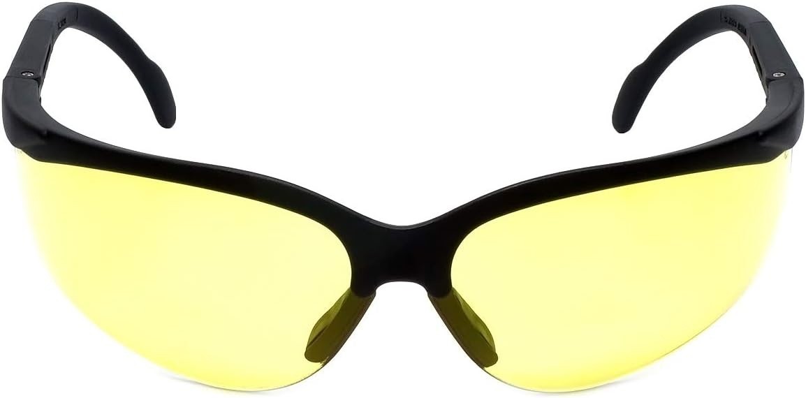 Full Rim Adjustable Safety Glasses with Yellow Tint for Indoor and Outdoor Use