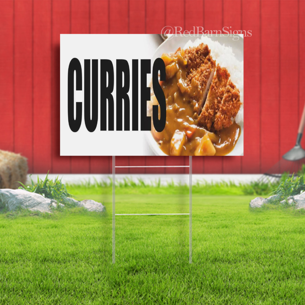 CURRIES Advertising Yard Sign Buffet Bar Dish Stew Dinner lunch