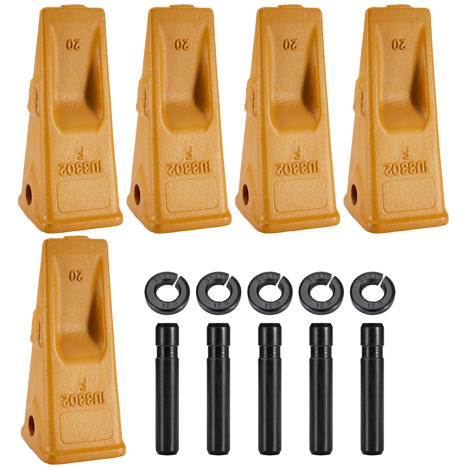 5Packs 1U3302 1U-3302 Bucket Teeth, 9J2308 Pins, 8E6259 Retainer For J300 Tooth
