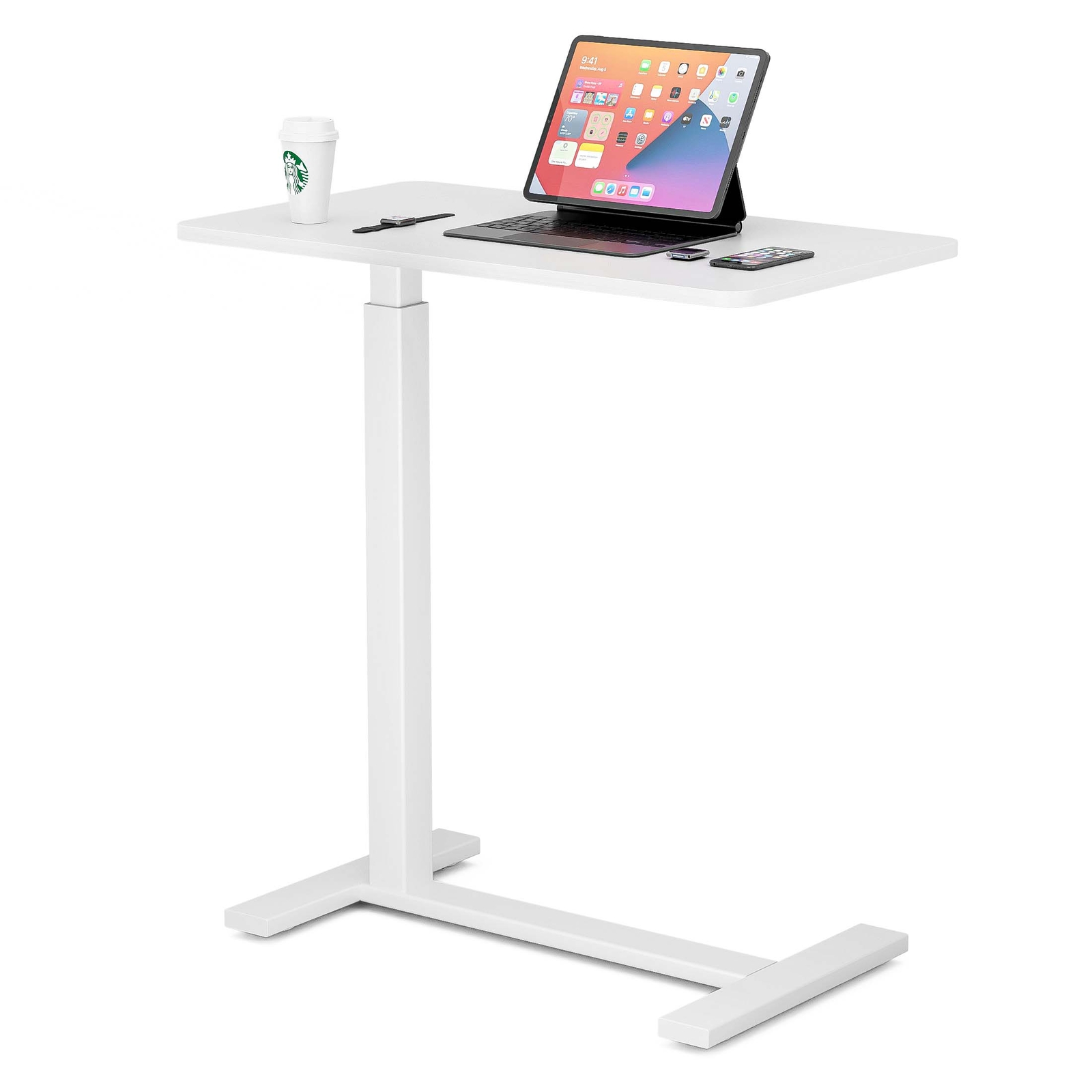 Adjustable Bedside Table with Wheels, Rolling Laptop Desk, Mobile Standing Desk