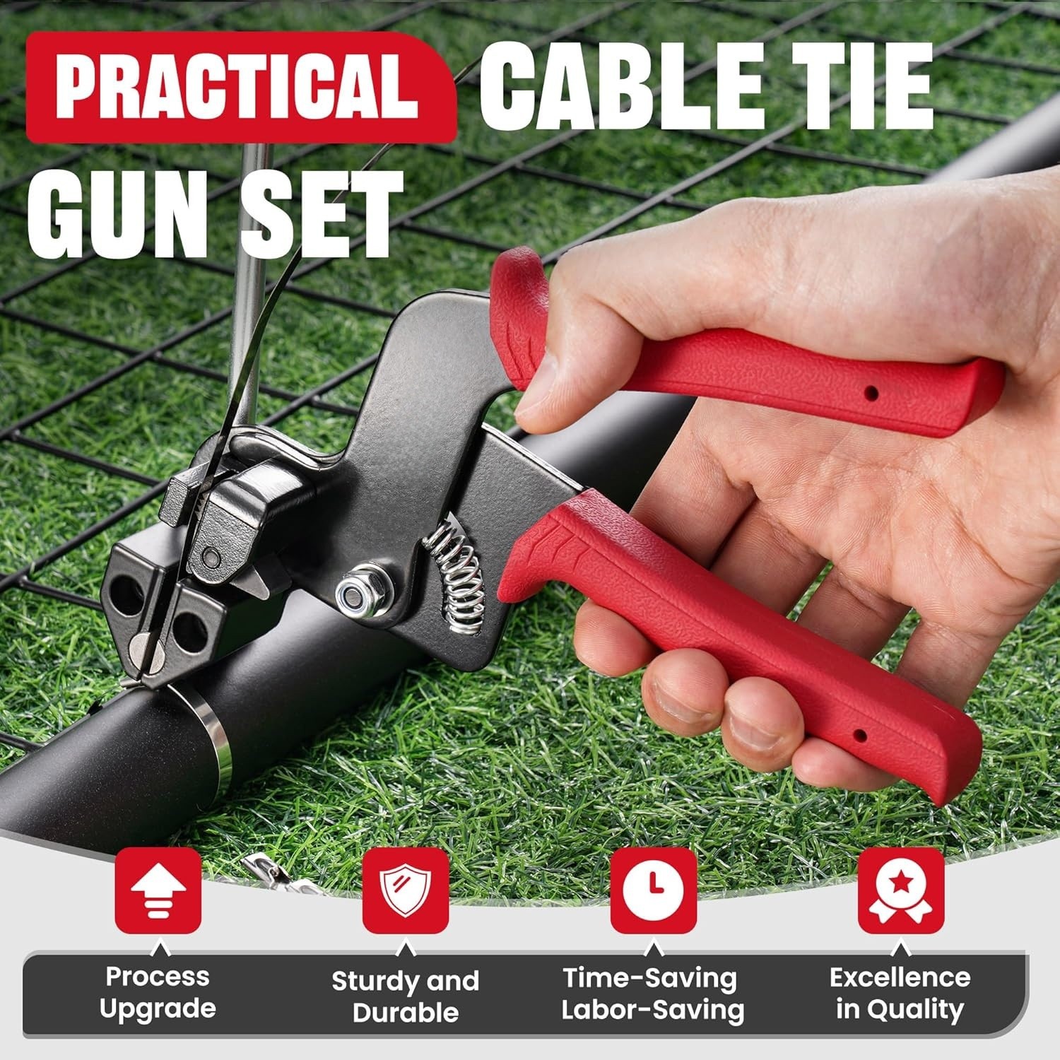 Cable Tie Tool Gun Kit Stainless Steel Zip Tie Cutter + 150 pcs Metal Zip Ties✅