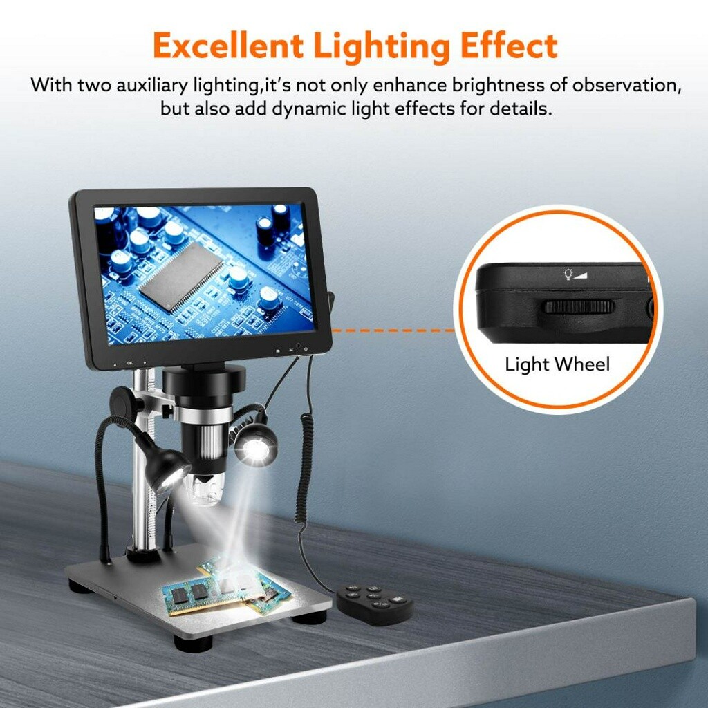 TOMLOV 7″ Lcd Digital Microscope 1200x Coin Magnifier 1080p Video Camera 12MP