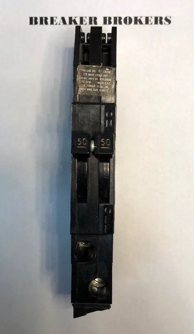 Zinsco GTE Sylvania 50 AMP 2 Pole Breaker Type RC-38 with 240V PIN SHIPS TODAY