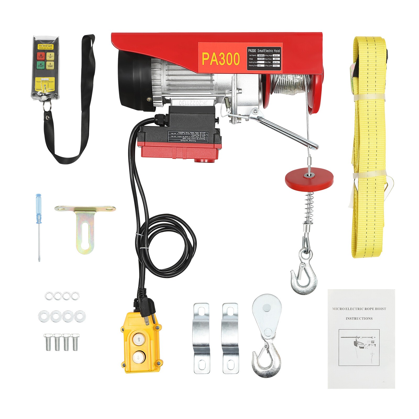 2-In-1 Hoist Warehouses Electric Single/Double Slings Electric Lift Winch 660lbs
