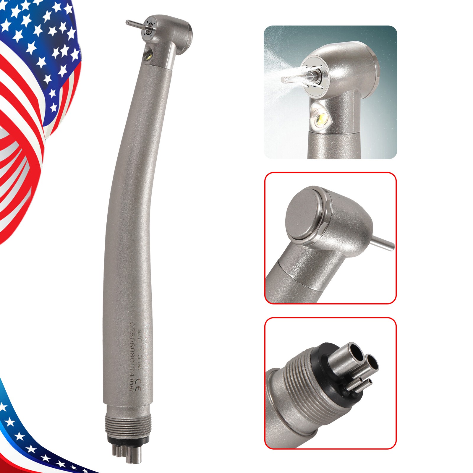 NSK Style Dental Fiber Optic LED E-generator Handpiece High Speed Turbine 4HOLE