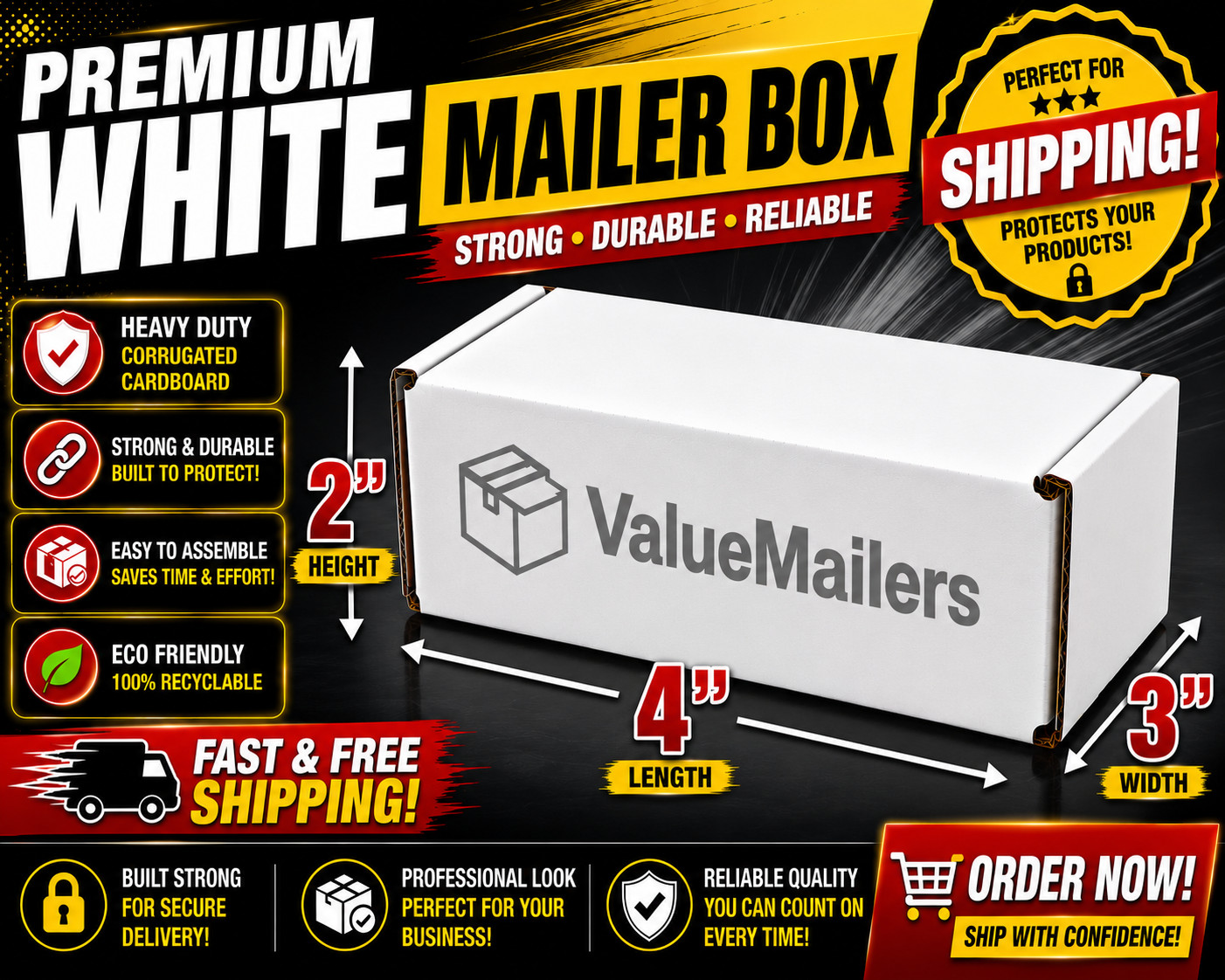 200 – 4x3x2 White Corrugated Shipping Mailer Packing Box Boxes