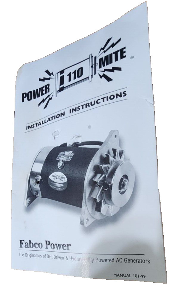 Fabco Power Mite PM-110 Belt Driven Generator 3600W, 120V 50Hz, RPM: 3000