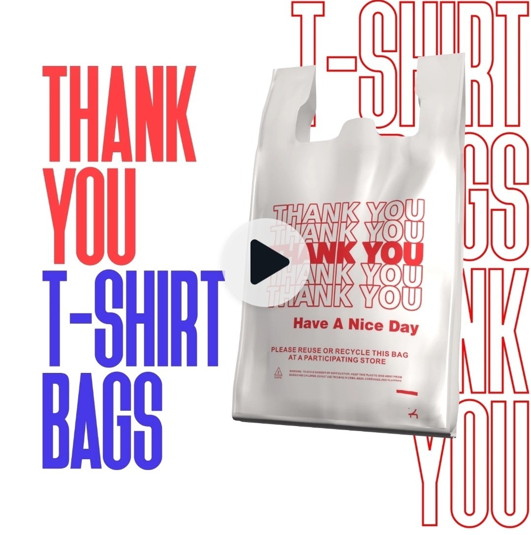 Thank You Plastic T-Shirt Bags 11.5×6.5×21 for Grocery Retail Shopping 100 pack