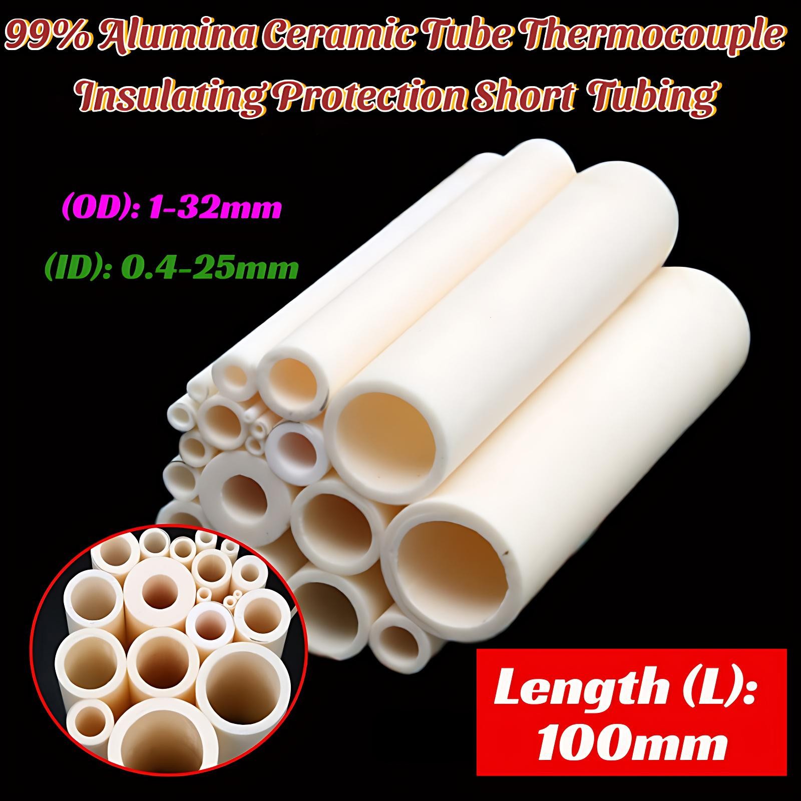 99% Alumina Ceramic Tube 100mm Thermocouple Protection Short Tubing Insulating