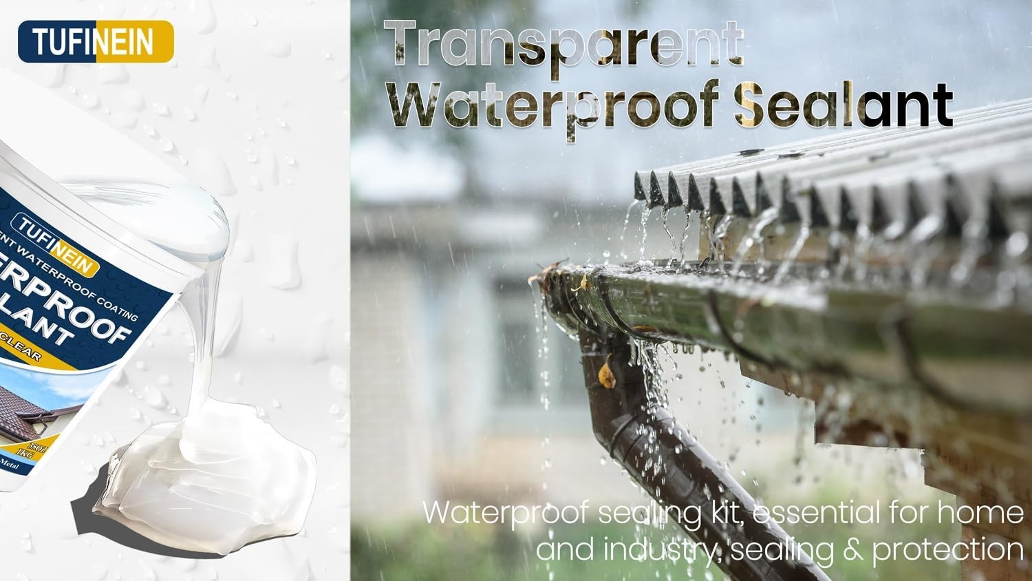 70oz Clear Waterproof Sealant for Indoor and Outdoor Use on Various Surfaces