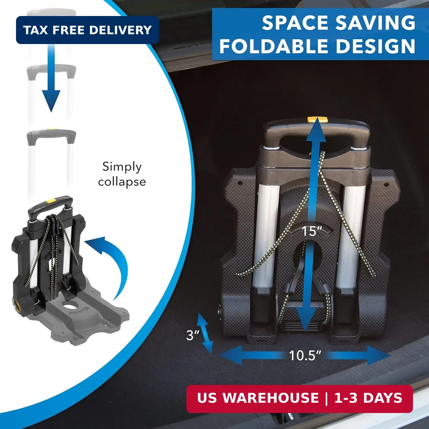 Mount-It! Folding Luggage Cart with Wheels, Foldable Hand Truck Dolly Carries 77
