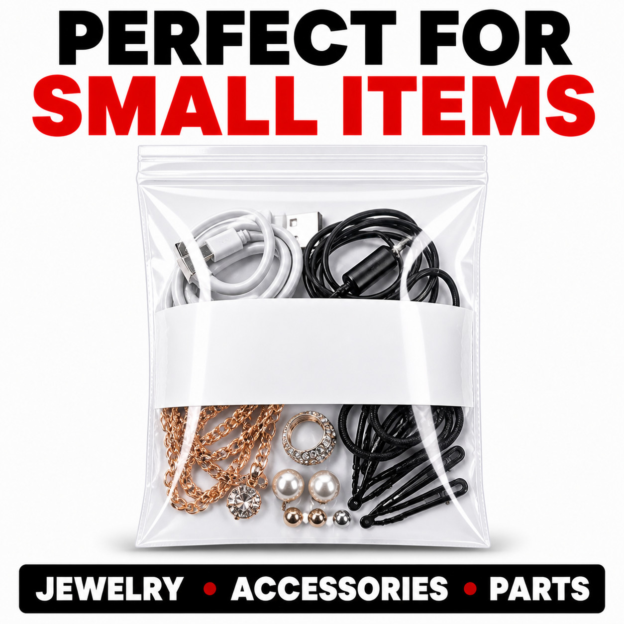 8×10 Zip Lock Poly Bags Clear 2 Mil White Block Label Bags Bulk Available