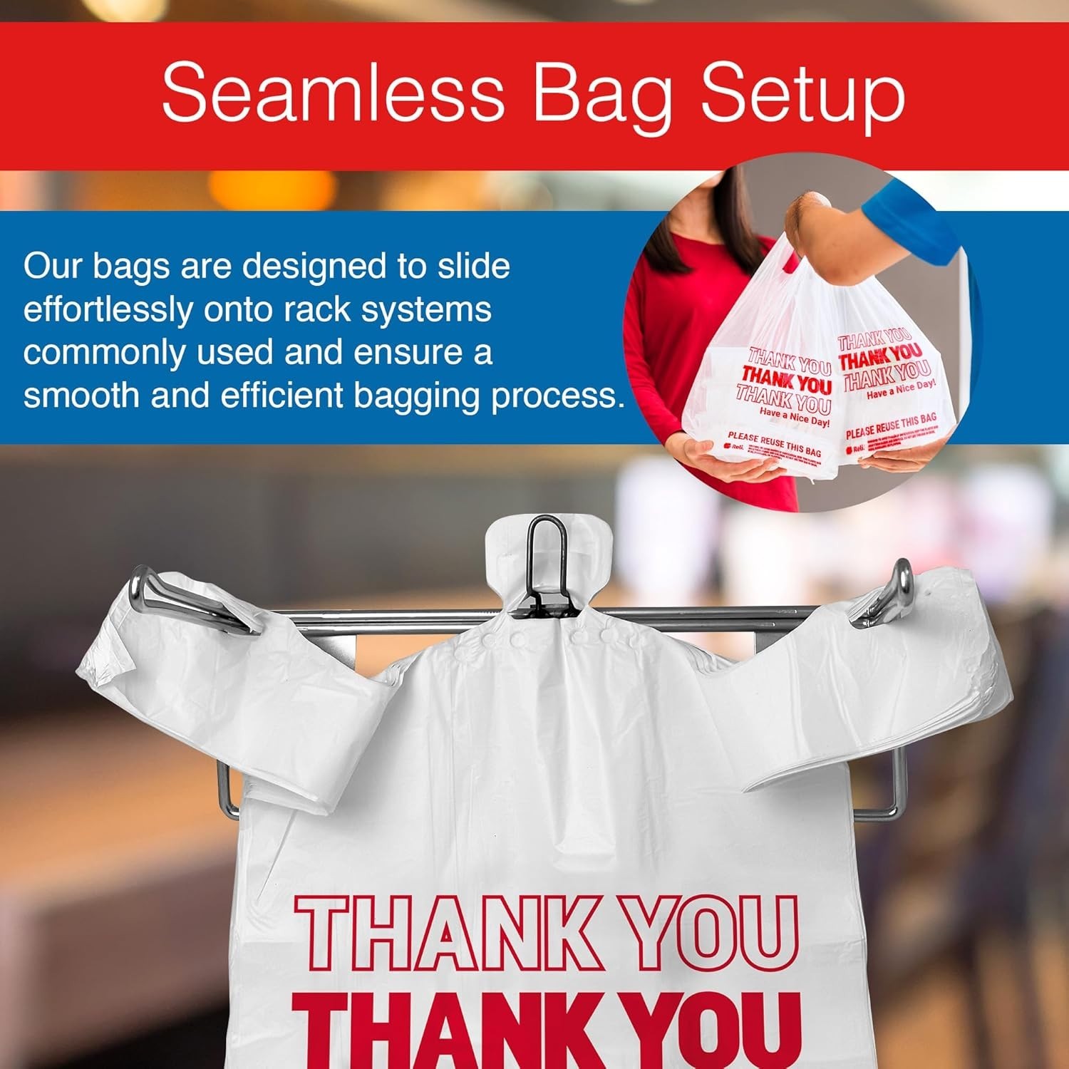 High Quality Thank You Plastic Bags – 350 Count for Grocery Stores & Retail Use