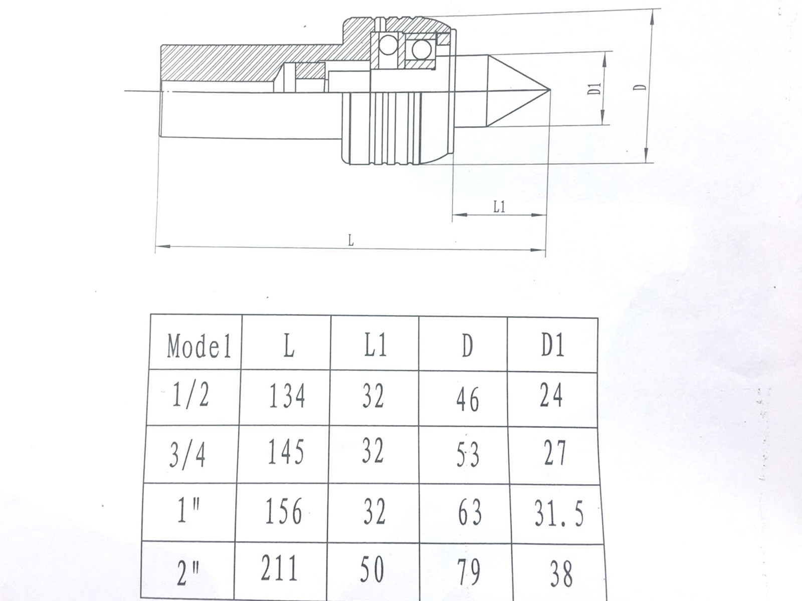 Z LIVE CENTER 1/2″ Straight Shank LIVE CENTER for lathe