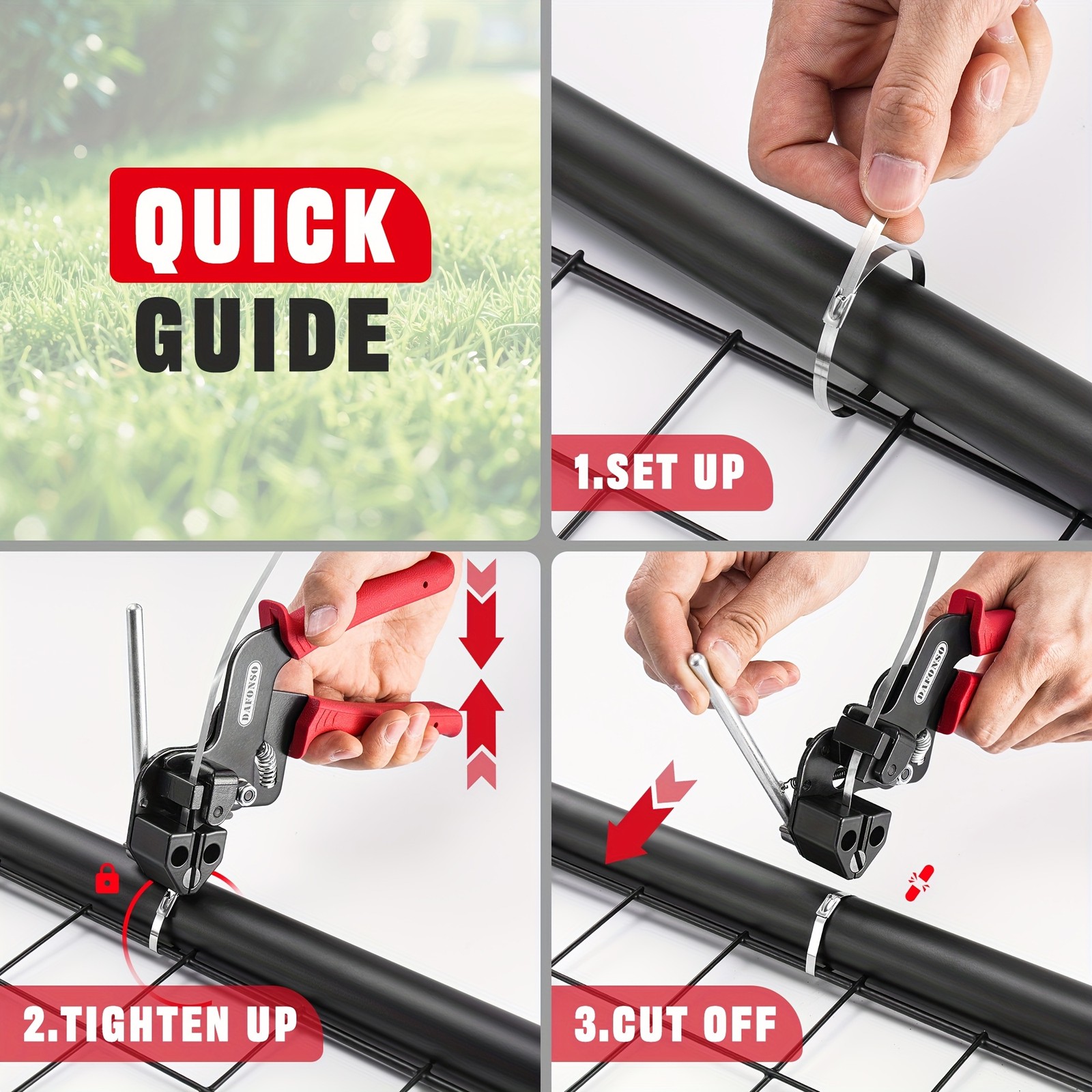 Cable Tie Tool Gun Stainless Steel Cable Tie Tool Repair W/150PCS Metal Zip Ties