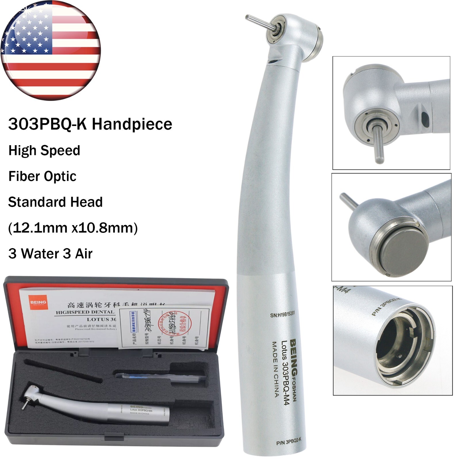BEING Dental High Speed Fiber Optic Turbine Handpiece fit KAVO Coupler 4/6 Holes