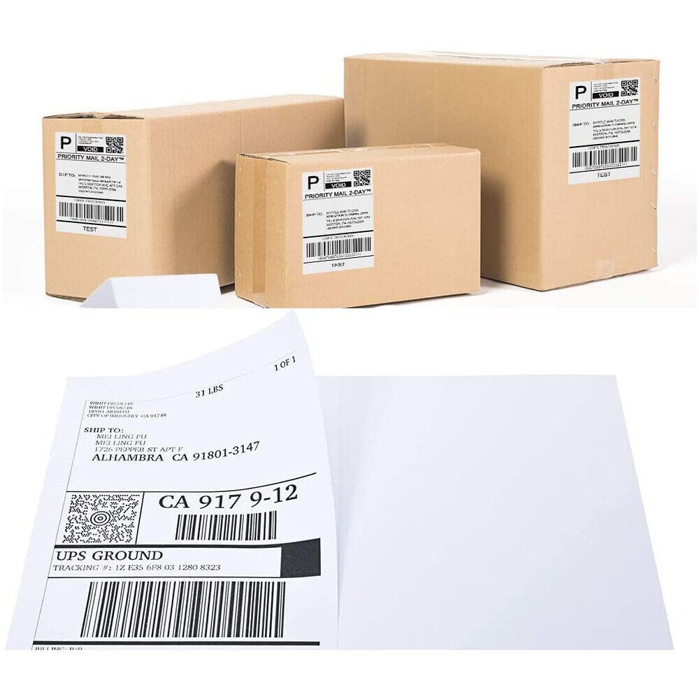 50 Shipping Address Labels Blank 8.5″x5.5″ Half Sheet Self Adhesive 2 Per Sheet