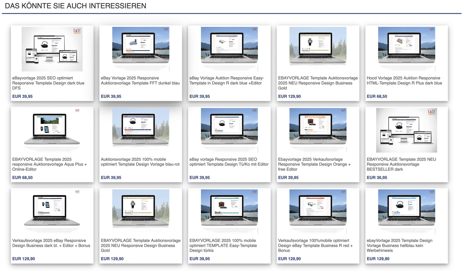 Verkaufsvorlage 2023 eBay Responsive Design Business dark bl. + Editor + Bonus
