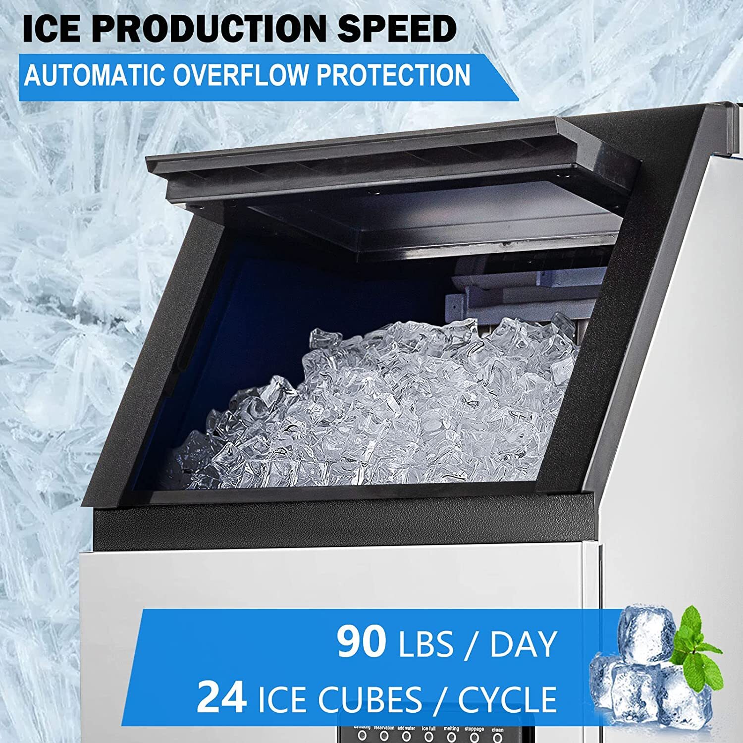 Built-in Commercial Ice Maker Stainless Steel Bar Restaurant Ice Cube Machine