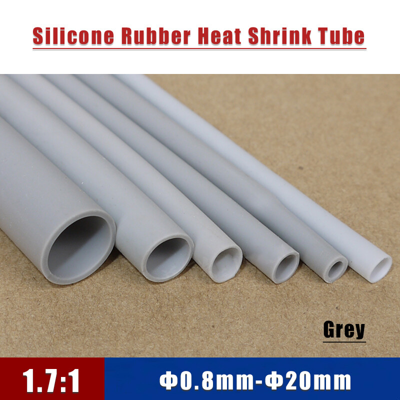 0.8-20mm Grey Flexible Silicone Rubber Heat Shrink Tubing 1.7:1 High Temp 200°C